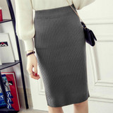 New Plus Size Slim Office Skirt Faldas Women Sexy Elastic High Waist Pencil Skirt One Step Knitted Work Formal Skirts A1515