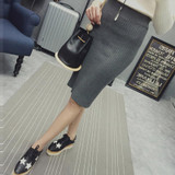 New Plus Size Slim Office Skirt Faldas Women Sexy Elastic High Waist Pencil Skirt One Step Knitted Work Formal Skirts A1515