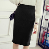 New Plus Size Slim Office Skirt Faldas Women Sexy Elastic High Waist Pencil Skirt One Step Knitted Work Formal Skirts A1515