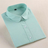 New Plus Size Polka Dot Women's Shirt Long Sleeve Blouse Cotton Ladies Tops Turn Down Collar Camisa Women Vintage Blouses 2017