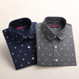 New Plus Size Polka Dot Women's Shirt Long Sleeve Blouse Cotton Ladies Tops Turn Down Collar Camisa Women Vintage Blouses 2017