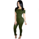 New Plus Size Jumpsuits for Women 2016 Bodycon Bodysuits Sexy Off Shoulder Slash Neck Skinny Solid Rompers Womens Jumpsuit Black