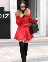 New Plus size 4XL women leather trench 2017 spring slim leather coat women jacket medium-long women's leather clothing outerwear