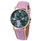 New Plants Pattern Women Watch 2017 PU Leather Analog Quartz Vogue Wrist Watch Ladies Fashion Casual Dress Watches Relogio