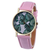 New Plants Pattern Women Watch 2017 PU Leather Analog Quartz Vogue Wrist Watch Ladies Fashion Casual Dress Watches Relogio