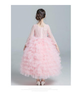 New Pink Flower Girl Dress Lovely Lace Appliques Beaded Flower Girl Dresses Kids Evening Gowns For Wedding First Communion Dress