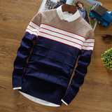 BKTrend 2017 New Fashion Autumn Sweater Men Long Sleeved Mens Jumpers Casual Patchwork Round Neck Men's Pullover Sweaters