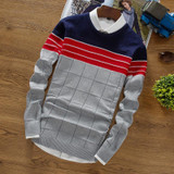 BKTrend 2017 New Fashion Autumn Sweater Men Long Sleeved Mens Jumpers Casual Patchwork Round Neck Men's Pullover Sweaters