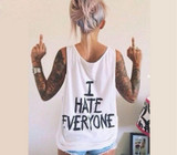 BKLD Harajuku Women T-Shirt I HATE EVERYONE TOPS Funny t shirt Women Sexy hip hop Streetwear tees Design Graphic Tee For Female