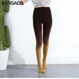 BIVIGAOS Womens Seasons Kawaii 120D Velvet Gradient Opaque Seamless Pantyhose Stockings Candy Color Tights Medias Tayt For Women