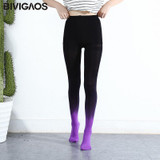 BIVIGAOS Womens Seasons Kawaii 120D Velvet Gradient Opaque Seamless Pantyhose Stockings Candy Color Tights Medias Tayt For Women