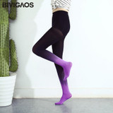 BIVIGAOS Womens Seasons Kawaii 120D Velvet Gradient Opaque Seamless Pantyhose Stockings Candy Color Tights Medias Tayt For Women