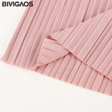 BIVIGAOS Womens Pleated Cropped Pants High Waist Wide Leg Pants Female Solid color Loose Casual Capris Pants Women Trousers