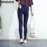 BIVIGAOS Women's Slanting Pocket Washed Jeans Leggings Pencil Pants Elastic Denim Leggings Skinny Jeans Jeggings Women Trousers BIVIGAOS Women's Slanting Pocket Washed Jeans Leggings Pencil Pants Elastic Denim Leggings Skinny Jeans Jeggings Women Trousers