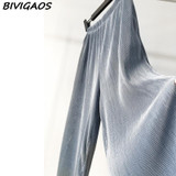 BIVIGAOS palazzo pants Women pleated wide leg pants cropped trousers 3 color high waist loose pant women pantalon femme pantolon