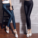 BIVIGAOS Fluorescent Color Leggings Pants Women's Ice Silk Spandex Elastic Leggings Multicolor Shiny Glossy Leggings For Women