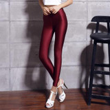 BIVIGAOS Fluorescent Color Leggings Pants Women's Ice Silk Spandex Elastic Leggings Multicolor Shiny Glossy Leggings For Women