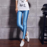 BIVIGAOS Fluorescent Color Leggings Pants Women's Ice Silk Spandex Elastic Leggings Multicolor Shiny Glossy Leggings For Women