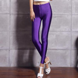 BIVIGAOS Fluorescent Color Leggings Pants Women's Ice Silk Spandex Elastic Leggings Multicolor Shiny Glossy Leggings For Women