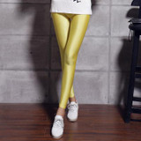 BIVIGAOS Fluorescent Color Leggings Pants Women's Ice Silk Spandex Elastic Leggings Multicolor Shiny Glossy Leggings For Women