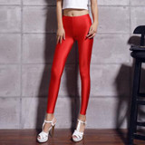 BIVIGAOS Fluorescent Color Leggings Pants Women's Ice Silk Spandex Elastic Leggings Multicolor Shiny Glossy Leggings For Women