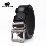BISON DENIM genuine leather belt for men gift designer belts men's high quality Cowskin Personality buckle,Vintage jeans N71223