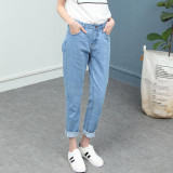 BiSHE Denim Boyfriend Jeans for Women Harem Pants Female Bottoms Blue Plus Size 2XL Loose Women Trousers High Waist Jeans Woman