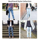 BiSHE Denim Boyfriend Jeans for Women Harem Pants Female Bottoms Blue Plus Size 2XL Loose Women Trousers High Waist Jeans Woman