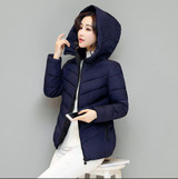 BINYUXD Winter Jacket Women Cotton Short Jacket Girls Padded Slim Hooded Warm Parkas Stand Collar Coat Female Autumn Outerwear