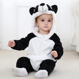 BINIDUCKLING Autumn Winter Flannel Baby Boy Clothes Cartoon Animal Jumpsuit Baby Girl Rompers Long Sleeve Hooded Infant Clothing