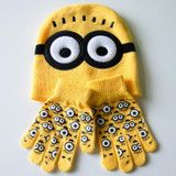 BINGYUANHAOXUAN Autumn Winter Girls Boys Hat Set Cartoon Spider Man Warm Cap knitted Hat Gloves Children Hat Sets Bonnet Gorro