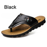 BIMUDUIYU Summer Men Genuine Leather Slippers Handmade Flip Flops Comfortable Classic Beach Slippers Massage Casual Flip flops