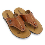 BIMUDUIYU Summer Men Genuine Leather Slippers Handmade Flip Flops Comfortable Classic Beach Slippers Massage Casual Flip flops