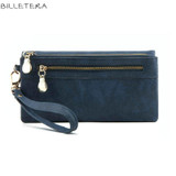BILLETERA High Capacity Fashion Women Wallets Long PU Leather Wallet Female Double Zipper Clutch Coin Purse Ladies Wristlet