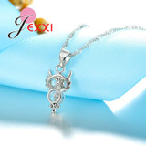 Bijoux 925 Sterling Silver Jewelry Set Clear Crystal Owl Pendant Drop Necklaces Earrings for Women Bridal Accessories