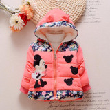 Hot Sale 2016 Winter Baby Girls Coats Kids Minnie Jackets Fashion Hooded Children Outdoor Parka Warm Flowers Cotton-padded Coats