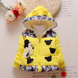 Hot Sale 2016 Winter Baby Girls Coats Kids Minnie Jackets Fashion Hooded Children Outdoor Parka Warm Flowers Cotton-padded Coats