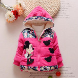 Hot Sale 2016 Winter Baby Girls Coats Kids Minnie Jackets Fashion Hooded Children Outdoor Parka Warm Flowers Cotton-padded Coats
