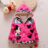 Hot Sale 2016 Winter Baby Girls Coats Kids Minnie Jackets Fashion Hooded Children Outdoor Parka Warm Flowers Cotton-padded Coats