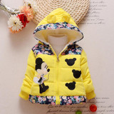 Hot Sale 2016 Winter Baby Girls Coats Kids Minnie Jackets Fashion Hooded Children Outdoor Parka Warm Flowers Cotton-padded Coats