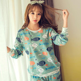 HOt Sale 2016 Autumn & Winter Cotton Pyjamas Women Girl Pajama Sets Cartoon Sleepwear Pajamas for women Long-Sleeved Tracksuit