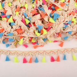 Hot Sale 2 Yards 40mm Rainbow Tassel Lace Trim Cotton Fabric Ribbon Fringe Drop Handmade Sewing Curtains Clothes Accessories