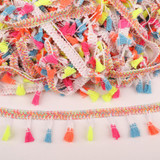 Hot Sale 2 Yards 40mm Rainbow Tassel Lace Trim Cotton Fabric Ribbon Fringe Drop Handmade Sewing Curtains Clothes Accessories