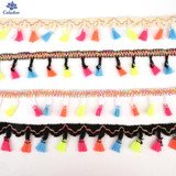 Hot Sale 2 Yards 40mm Rainbow Tassel Lace Trim Cotton Fabric Ribbon Fringe Drop Handmade Sewing Curtains Clothes Accessories