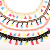 Hot Sale 2 Yards 40mm Rainbow Tassel Lace Trim Cotton Fabric Ribbon Fringe Drop Handmade Sewing Curtains Clothes Accessories