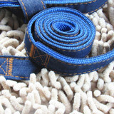 Hot Sale 120cm Long Fashion Denim & Nylon Rope Dog Leash Black/Red/Blue Jean Puppy Dog Collar/Harness+Leash Sets Pet Products