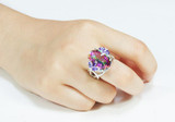 Hot Sale 12ct Genuine Amethyst Rainbow Fire Mystic Topaz Solid 925 Sterling Silver Women Ring Fashion Jewelry Promotion