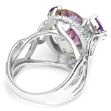 Hot Sale 12ct Genuine Amethyst Rainbow Fire Mystic Topaz Solid 925 Sterling Silver Women Ring Fashion Jewelry Promotion