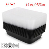Hot Sale 10Pcs 450ML Black Disposable Food Container Snack Packing Boxes Microwaveable PP Lunch Bento Box