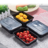 Hot Sale 10Pcs 450ML Black Disposable Food Container Snack Packing Boxes Microwaveable PP Lunch Bento Box